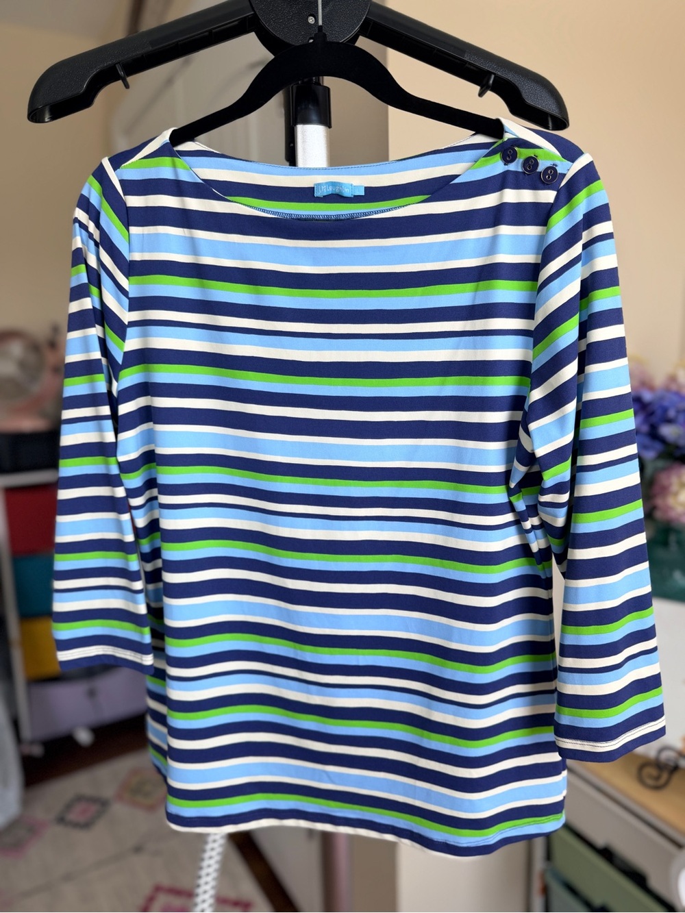 J. McLaughlin Wavesong Striped Boatneck Top Catalina Fabric